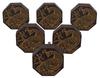 IBA Indianbeautifulart Brown Engraved Knobs 10 Pc Furniture Wooden Scallop Knobs Rustic Drawer