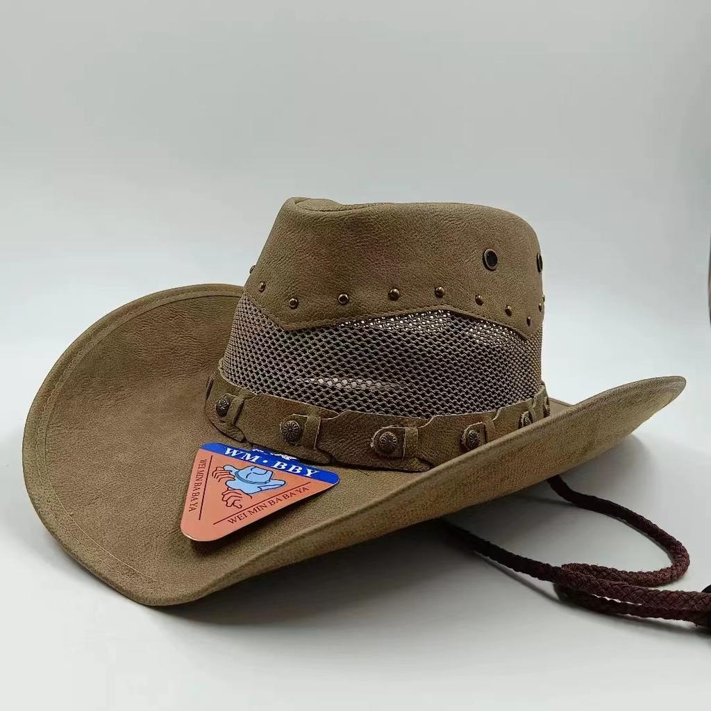 Three-dimensional Embroidery Handmade Straw Hat Western Cowboy Hat Men Cap Outdoor Women Hat Light Luxury