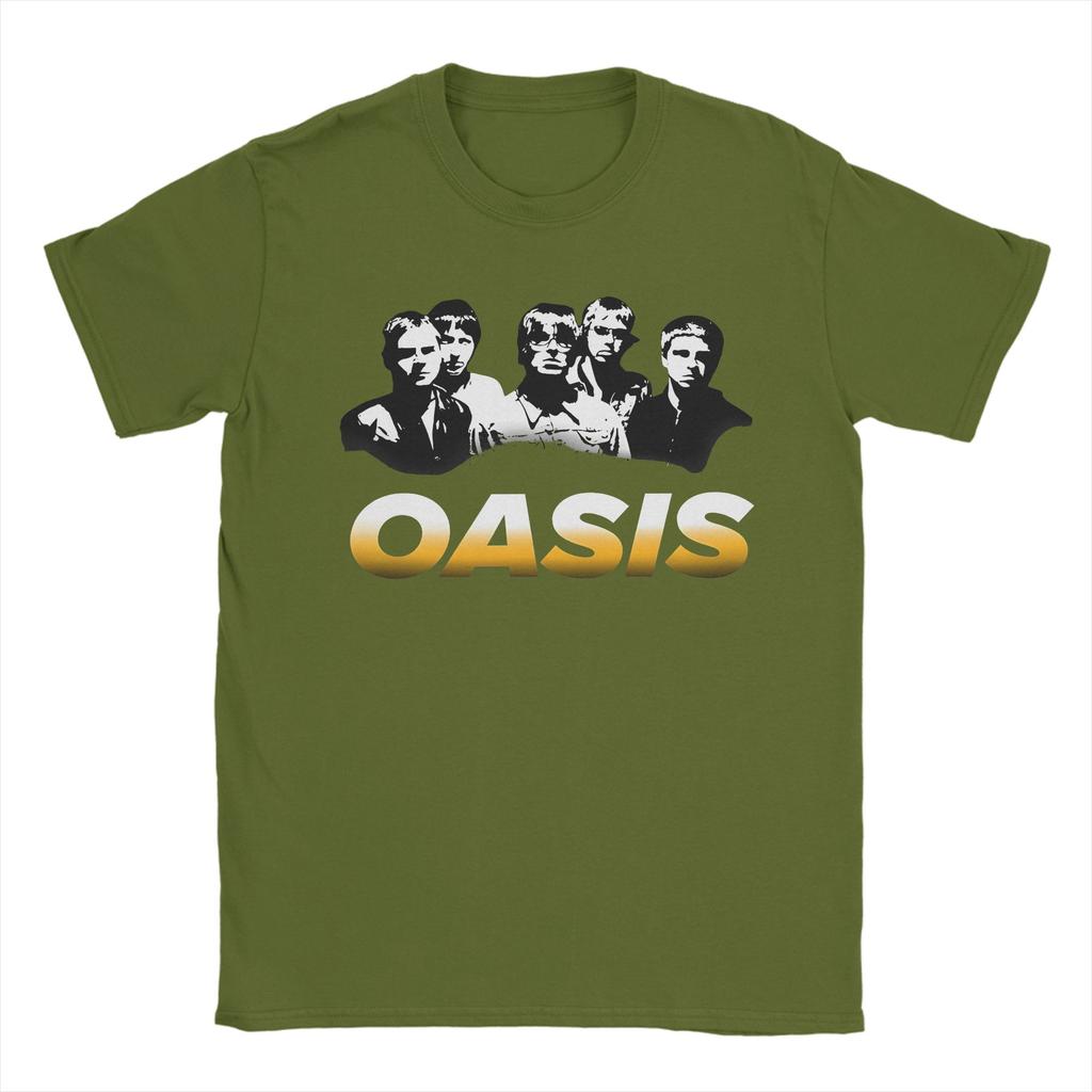 Смешная винтажная футболка с принтом группы O-Oasis для мужчин, 100% хлопок, короткий рукав, круглый вырез, летняя одежда