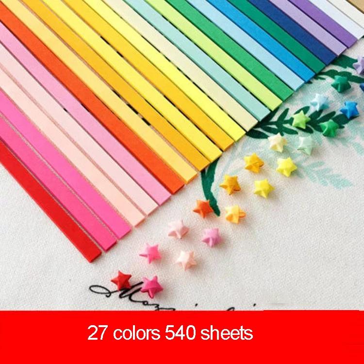 540 Sheets 27 Colors Double Sided Lucky Star Origami Paper Strips DIY Handmade Craft Home Decoration Art Supplies