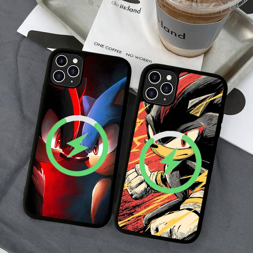 1pc Classic Cartoon S-sonicS Movie Phone Magnetic Case For IPhone 16 14 13 12 11 15 Pro Max For Magsafe Wireless Charge Cover