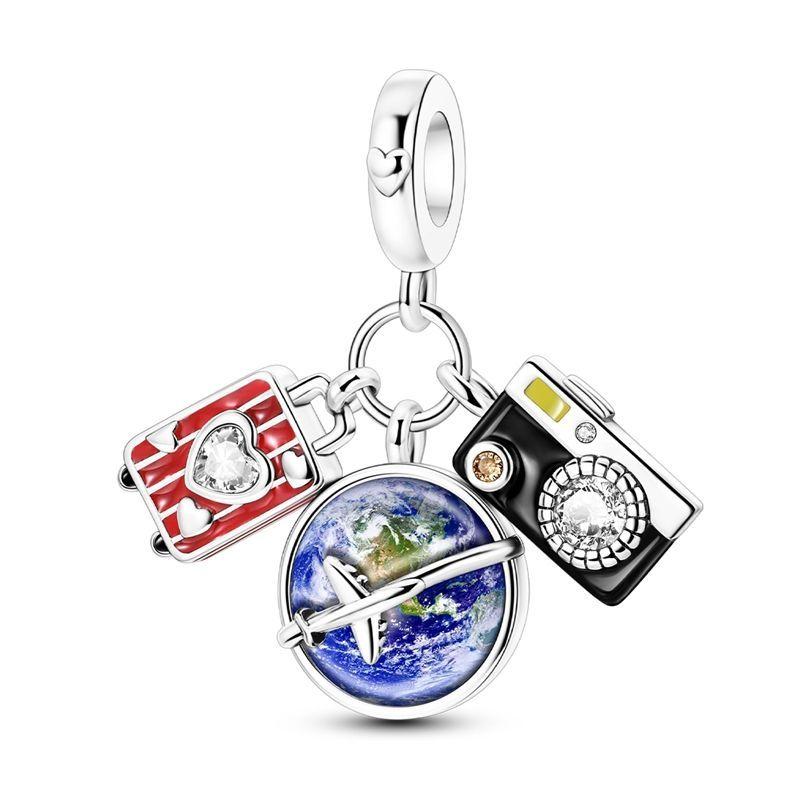 Новые Оригинальные Медные Дорожные Шармы Самолет Багаж Земля Бусины Подвески Подходят для Браслета Ожерелья DIY Ювелирный Подарок