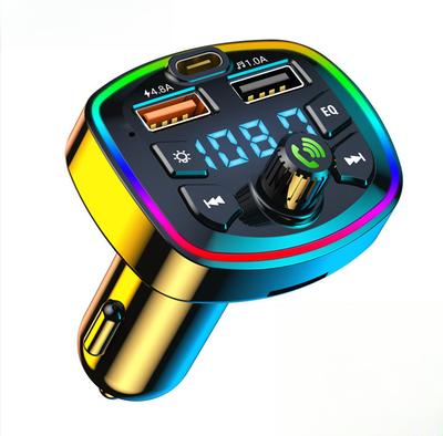 Автомобильное зарядное устройство Bluetooth 5.0 FM-передатчик PD 18 Вт Type-C Dual USB 3.1A Цветная подсветка гнездо MP3-плеер