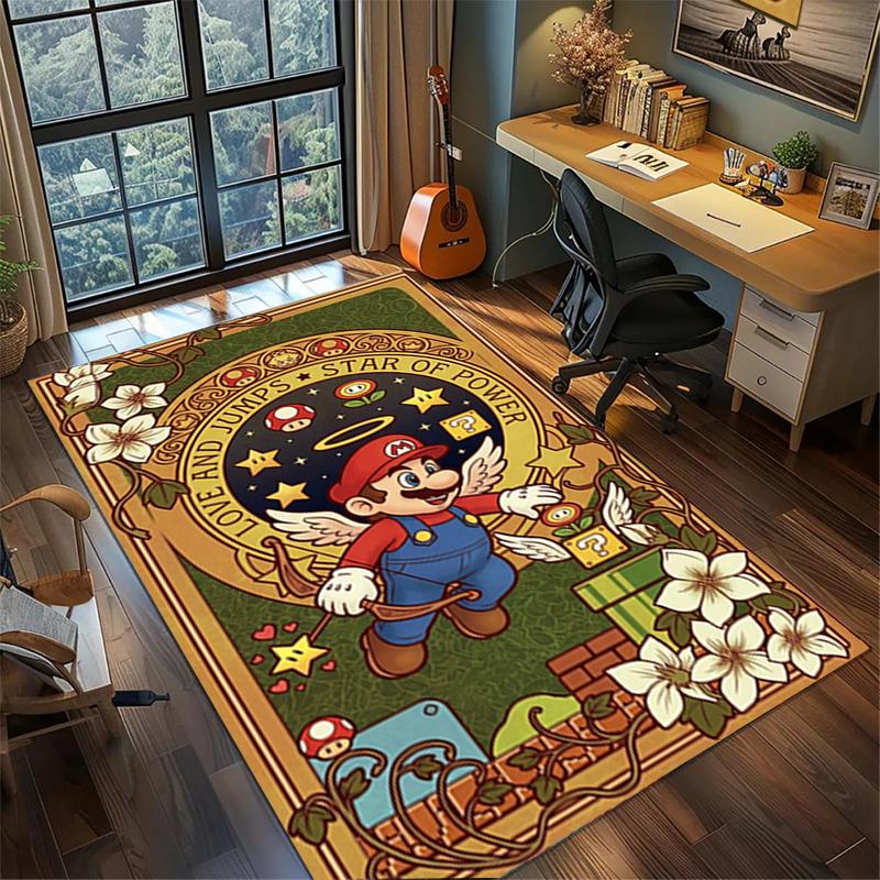 Non Slip Washable Floor Mat "Mario" Large Area Rug Carpet Bedroom Gamer Room Home Decor—kwq46