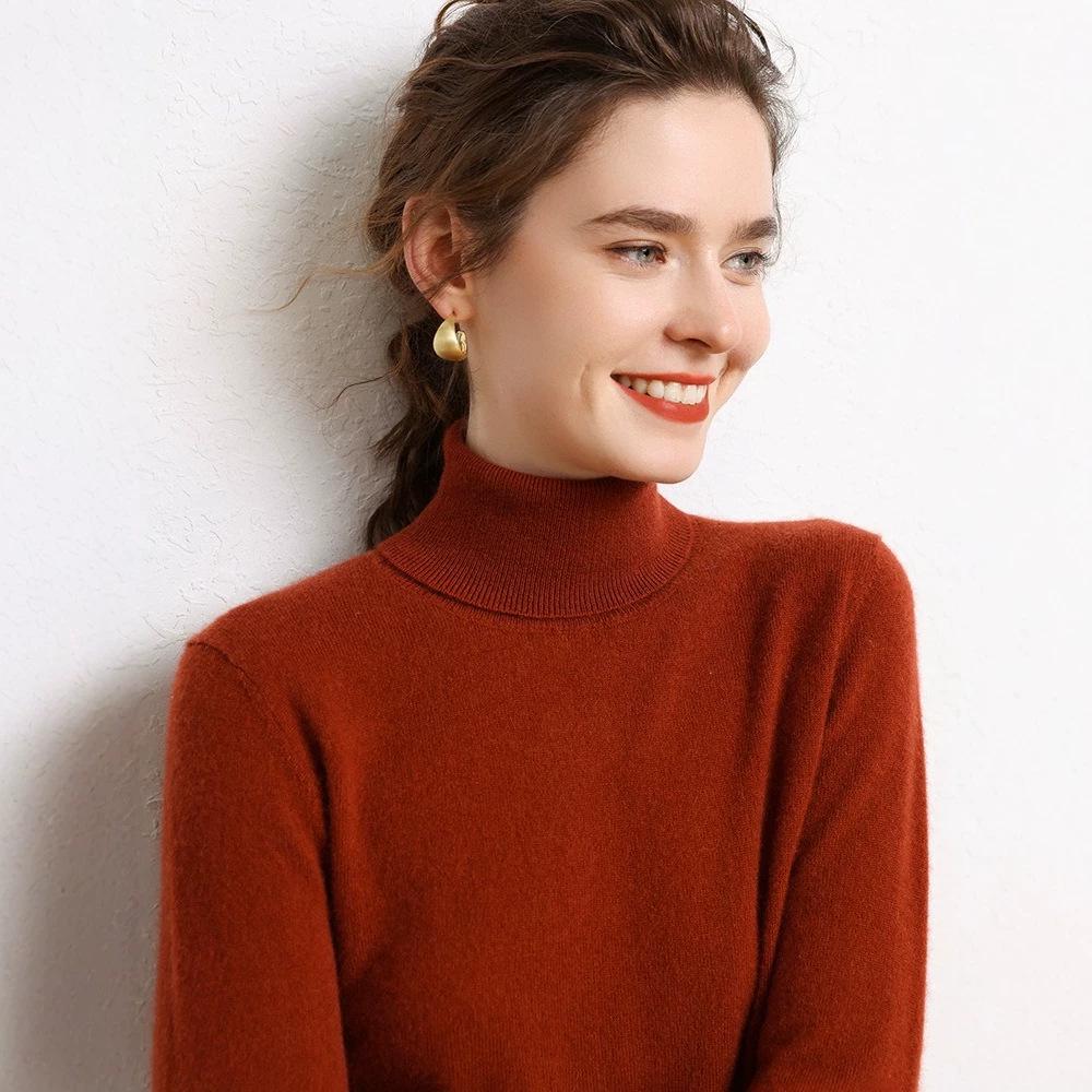 New High Neck Cashmere Knit Sweater for Autumn & Winter - Versatile, Loose Fit Casual Top