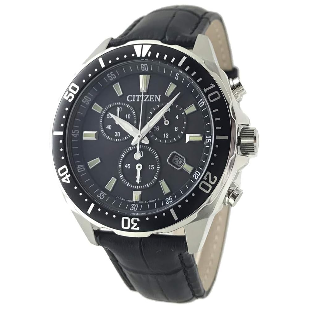 Citizen Хронограф Eco-Drive, Питание от солнечной энергии, Вращающийся безель, Ремешок из натуральной кожи, В комплекте сменный ремешок, Черная основа, Внутренний номер модели VO1