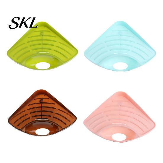 Sink Filter Basket Corner Storage Rack, Triangular Shape, with Drainage Multi-Compartment Kitchen Countertop Organizer Organizer, Durable Rack