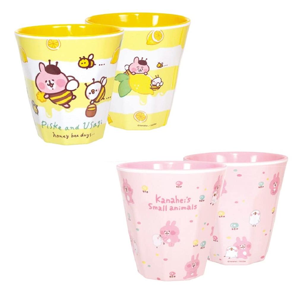 Набор из 2 меламиновых кружек Kanahei's Small Animals Pisuke & Usagi / Пчелка & Усаги и Писуке (Принт по всей поверхности, Розовый)