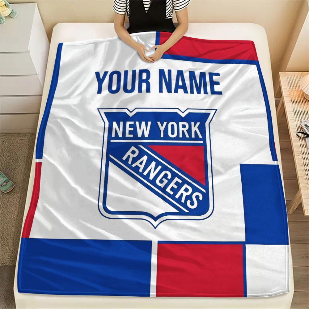 Custom Name,New York Rangers Printed Flannel Blanket, soft throw for bedroom sofa, washable, Christmas present, great gift.