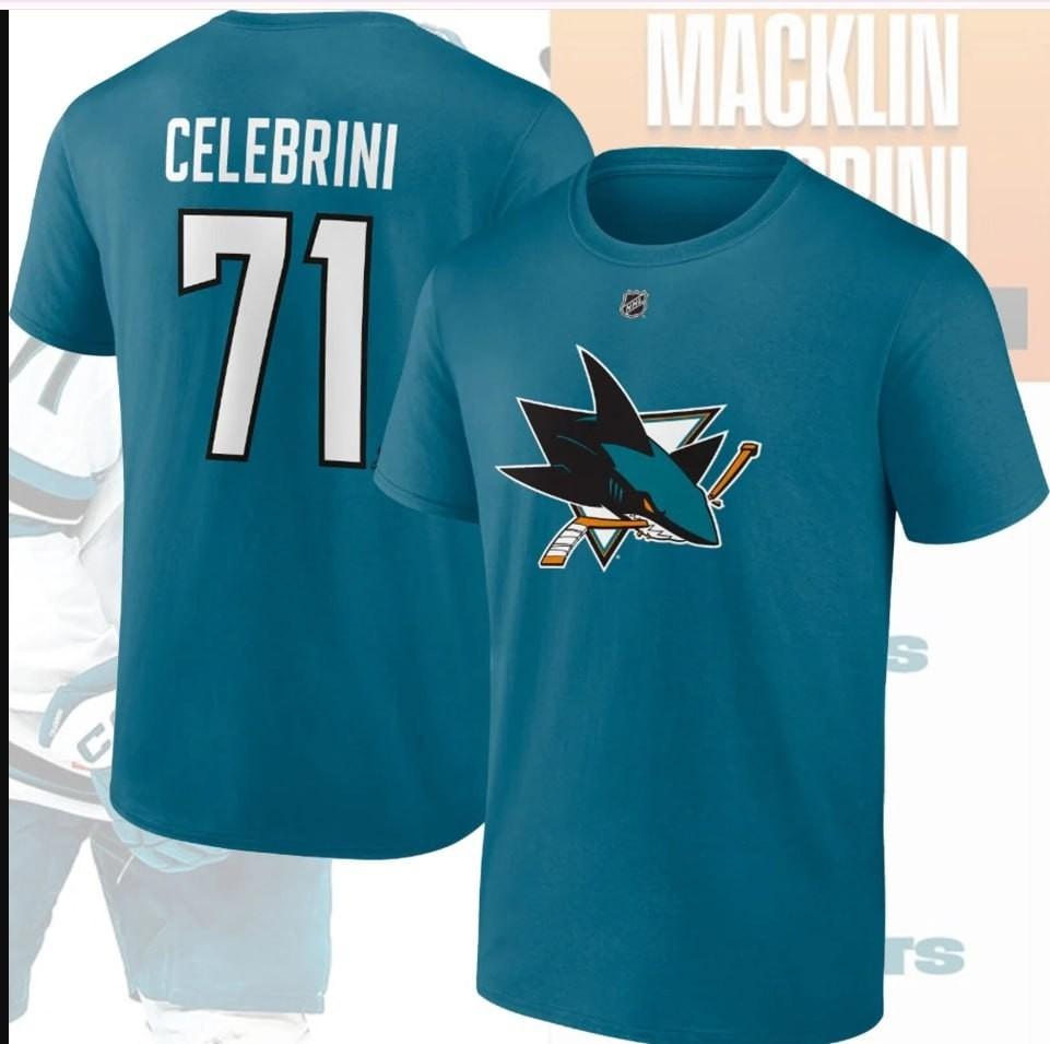 Новая футболка Macklin Celebrini #71 San Jose Sharks, футболка унисекс с индивидуальным номером