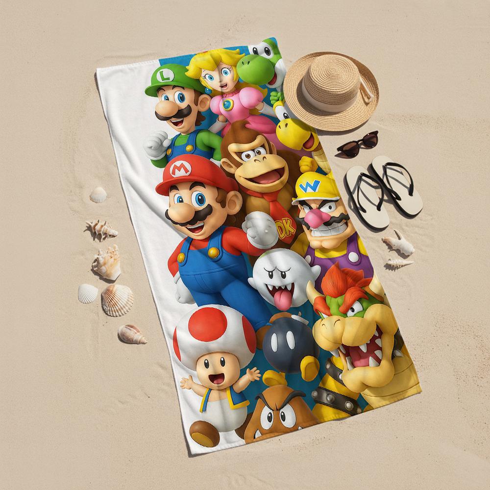Красный Мир M-Марио Микрофибра Быстросохнущее Пляжное Полотенце Милый Мультяшный Аниме Впитывающее Мягкое Полотенце для Ванны для Путешествий Взрослые Дети