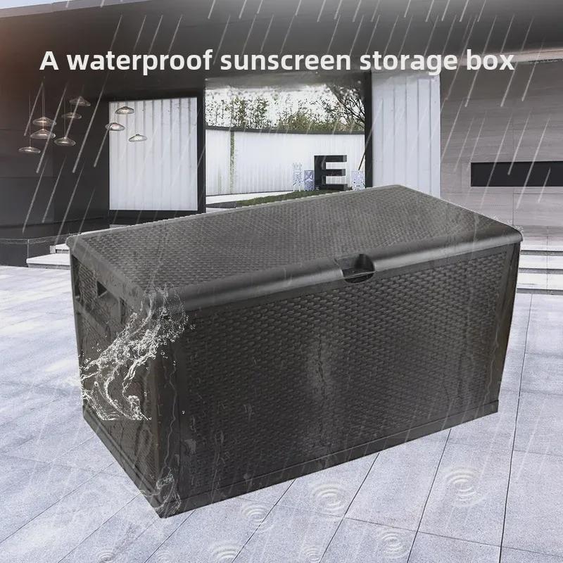 Шкаф для хранения вещей в саду: Водонепроницаемый и солнцезащитный ящик-перекидной верх для использования во дворе семьей на вилле