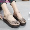 Fashion GKTINOO Genuine Leather Shoes Wedges Women Sandals 2025 New Spring Summer Hook & Loop Hollow Platform Sandals Large Size