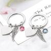 Of My Heart Is In Heaven Letters Drop Wing Rhinestone Keychain Key Ring