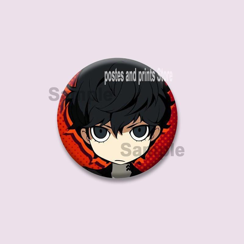Game P-Persona 5 Round Badges Ann Takamaki Ren Amamiya Button Pins Bag Clothing Decorations Brooch Collectibles Jewelry Gifts