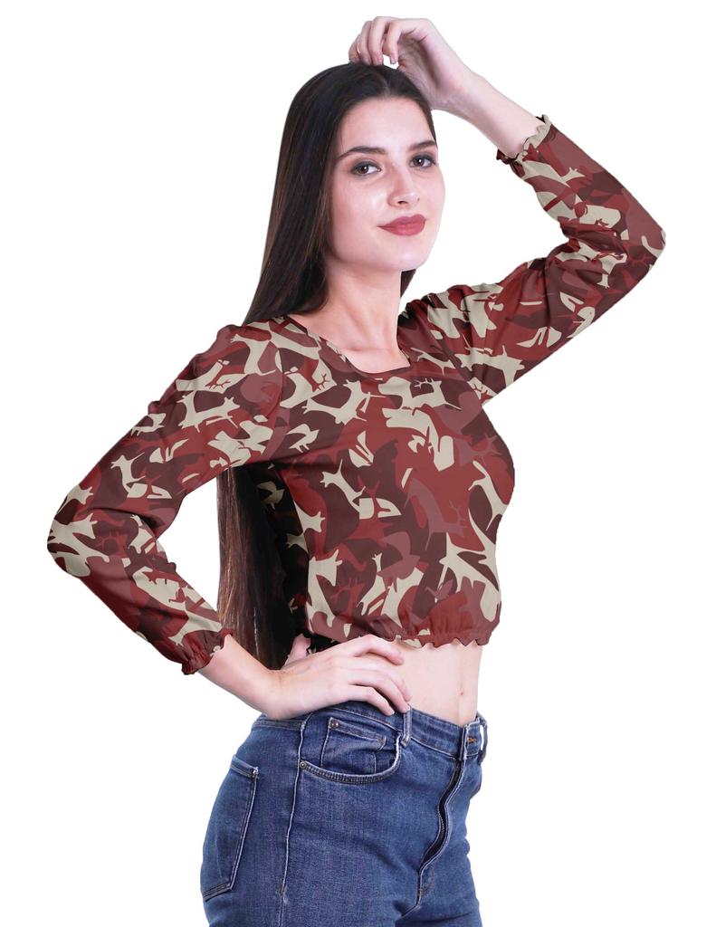 Moomaya Укороченные топы с круглым вырезом и длинными рукавами для женщин из хлопкового джерси T