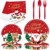 24pcs Fork Spoon Christmas Disposable Tableware Pumpkin Napkins New Paper Plates Christmas