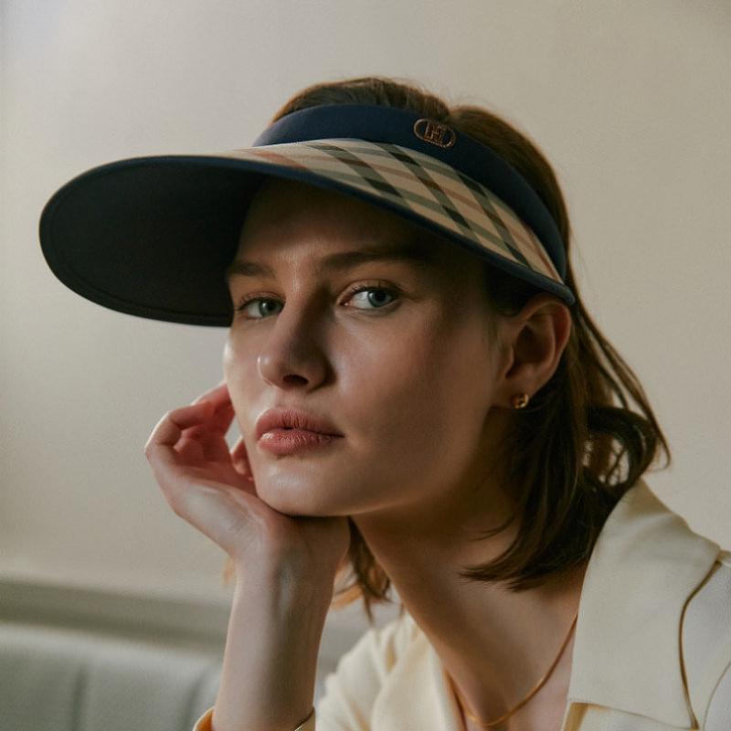 Daks Navy Check Sun Cap [wide Brim] Dbhe4f101n2