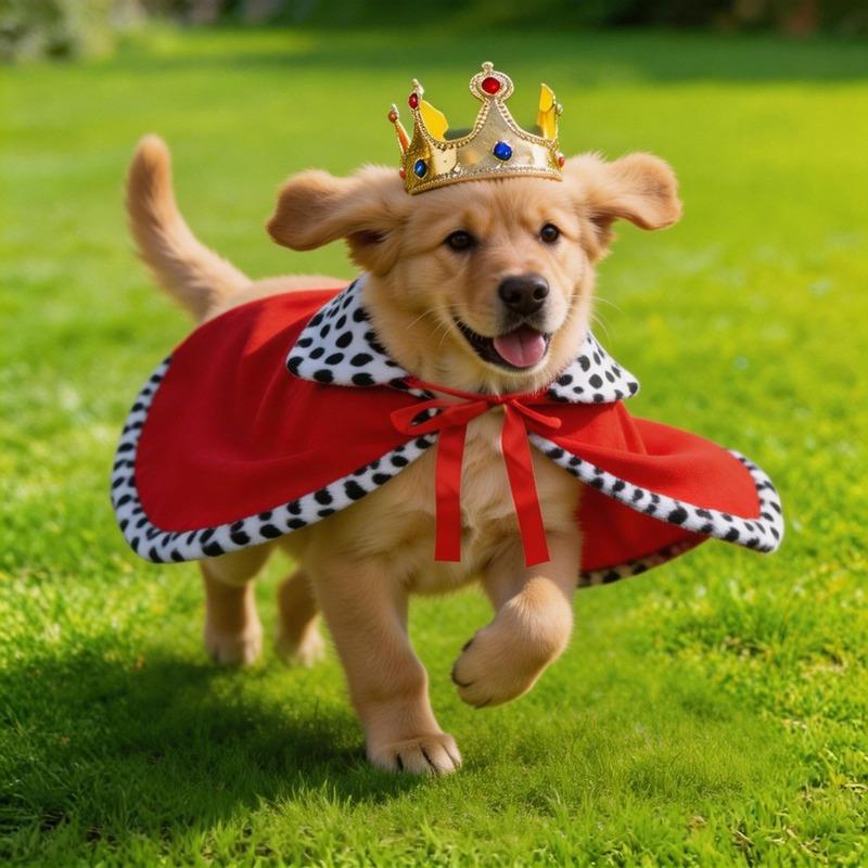 Funny Pet King Costume Velvet Red Cloak Gold Crown Set Cosplay Clothes Party Dress Up Apparel for Dogs Cats