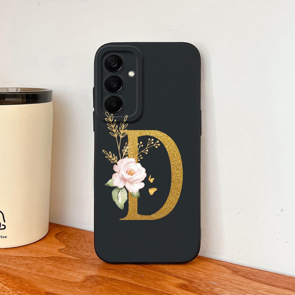Flower Letters Case For Samsung Galaxy A17 A07 A37 A57 Couple Bumper Soft Liquid Silicone Anti Slip Phone Protective Cover Coque