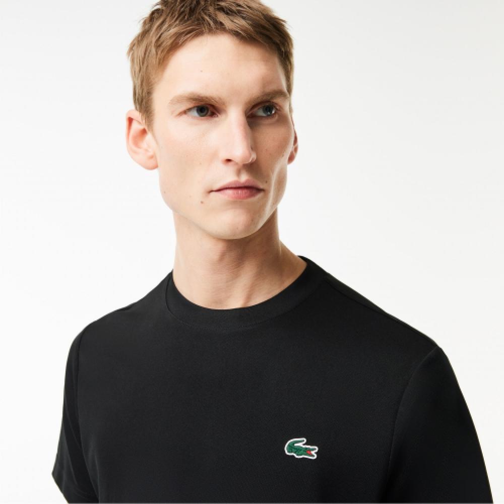 Lacoste Обычная однотонная функциональная футболка с коротким рукавом [черная]