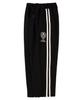 MOO [Fleece/Non-Fleece] Sporty Embroidered Single-Pleat Balloon Wide Track Pants - Black