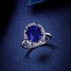 POMOiii New Temperament Concise Round Shape Blue Opening Rings For Women Zircon Wedding Engagement Party Fine Luxury Jewelry Gift