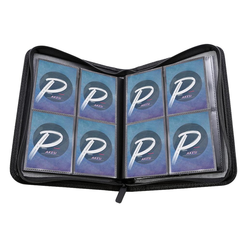 PAKESI Star Card Card File 4 Pockets Holds 160 Cards Collect Card Sheets and Other Cards Star Card Collection File (Black)