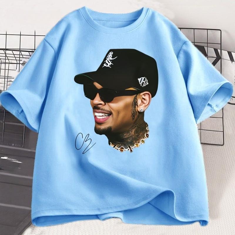 Футболка Chris Brown Breezy Bowl XX Футболка рэпера Повседневная с коротким рукавом с круглым вырезом Футболка Концерт Музыка Хип-хоп Унисекс Женская одежда