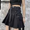 Плиссированные юбки для женщин, летняя черная мини-юбка в стиле Харадзюку для девочек Y2k, женская мода, юбки с поясом и высокой талией, готическая уличная одежда