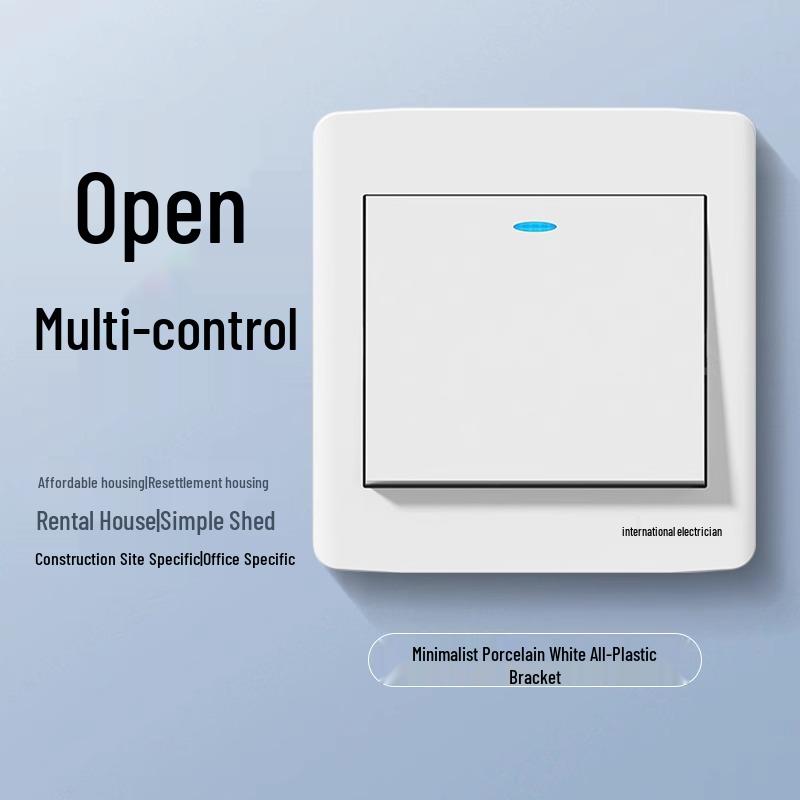 International Electric 1-Gang 4-Way Wall Switch Panel with Triple Button for Bedside Lamp