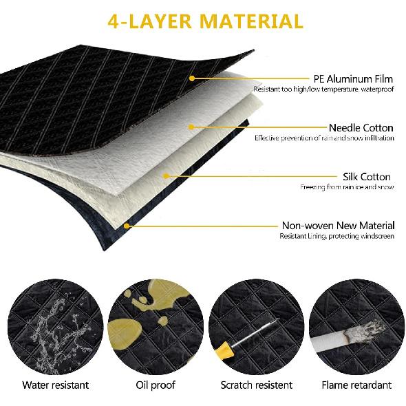 Car Windshield Cover For Ice And Snow, Magnetic Car Anti-Snow Cover For SUV Truck 4-Layer For All-Weather Automotive Frost Snow Covers With Mirror