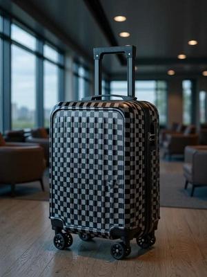 Клетчатый дорожный чемодан-тележка с кодовым замком и универсальными колесами для мужчин и женщин - Чемодан большой вместимости для студентов