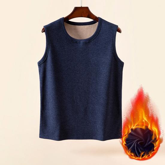 Men Thermal Tank Top Warm Fleece Lined Undershirt Sleeveless Crew Neck Base Layer Shirt Thickened Vest for Autumn And Winter
