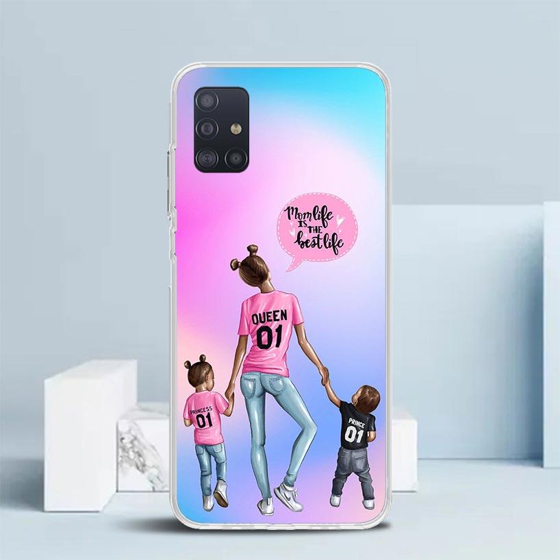 Женская Модная Девочка Супер Мама Ребенок Мягкий Чехол для Samsung Galaxy A12 A22 A32 A52 A72 A02S Чехол для Телефона Note 20 Ultra 10 S10 Plus A5