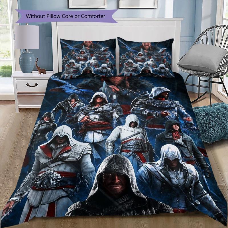 Golden Triangle AC Symbol Bedding Duvet Cover Set Soft Microfiber Fabric Assassin Creed Series Multiple Pattern Bed Linen For Video Game Fans