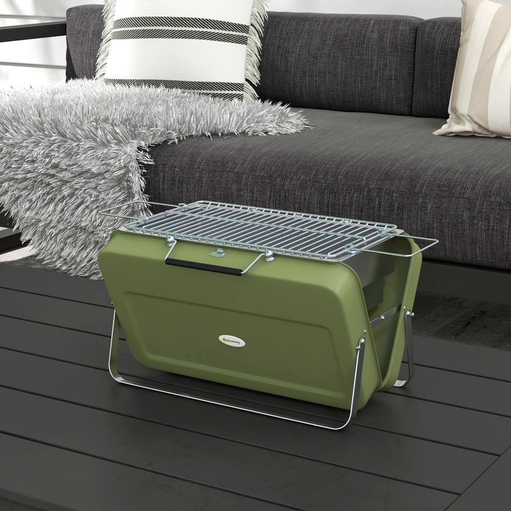Metal Suitable-Style Portable BBQ Grill - Green