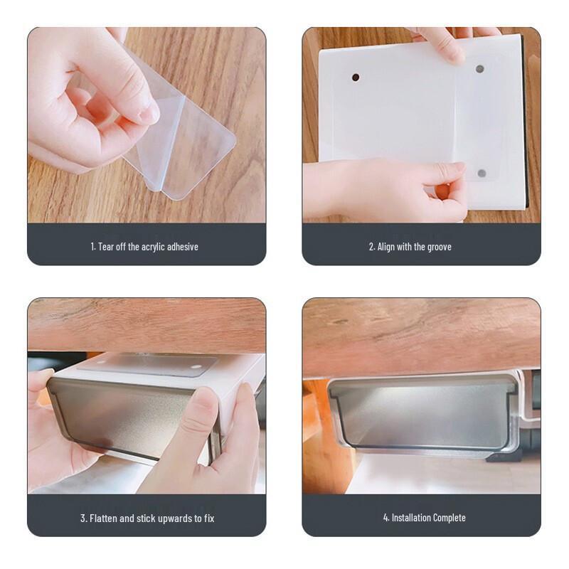 Клейкий выдвижной ящик для хранения под столом, не оставляющий следов, скрытый