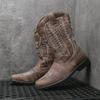 Men's Leather Boots Autumn and Winter New Retro Leather Shoes Fashionable Men's Large Size Ethnic Style Sleeve Boots Cowboy Boots