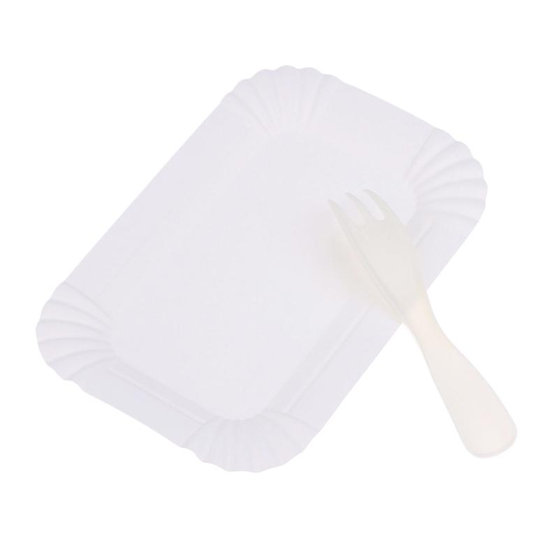 Набор ножей и вилок для торта на 5/10 человек, Белый, Пластиковый одноразовый набор тарелок для ужина, Посуда для выпечки и сервировки торта