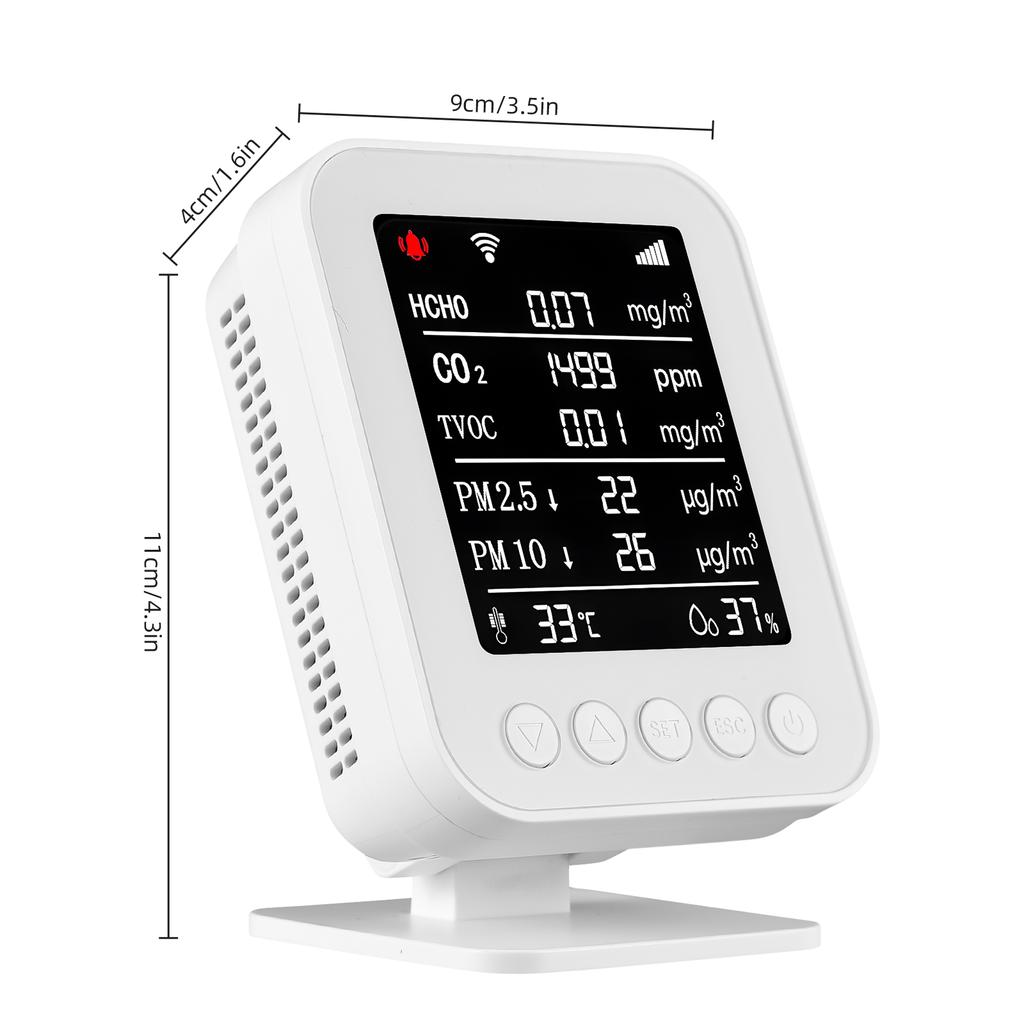 Монитор качества воздуха в помещении Приложение Tuya Wi-Fi Детектор формальдегида CO2 PM2.5 PM10 Тестер TVOC Тип-C