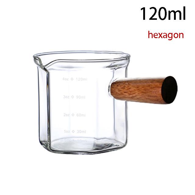 YWDL 50/75/100/140 мл деревянная ручка стеклянный эспрессо мерный стаканчик одно горлышко кувшин для молока кофейные принадлежности прозрачная кухонная мерная кружка