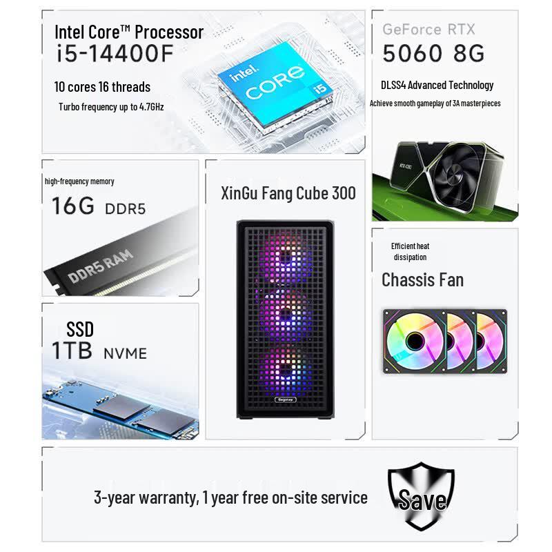 COLORFUL Игровой настольный ПК AIOpenClaw i5-14400F RTX 5060 (Китайская версия)
