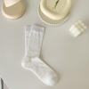Женские носки Лолита, милые носки средней длины для девочек, тонкие дышащие однотонные черные, белые, серые свободные длинные носки из сетки