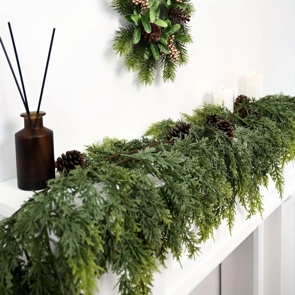 Green Artificial Norfolk Pine Garlands Wall Hanging Simulation Plant Fireplace Decoration