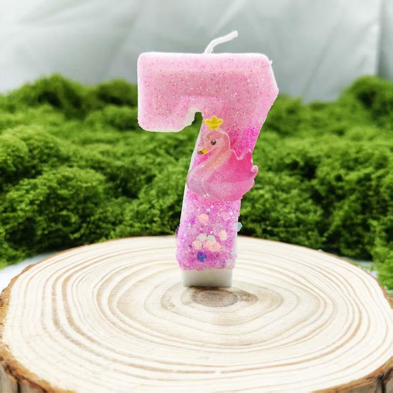 Pink Purple Swan Digital Candle Creative Design Selection Materials Colorful Birthday Cake Accessories Ambience