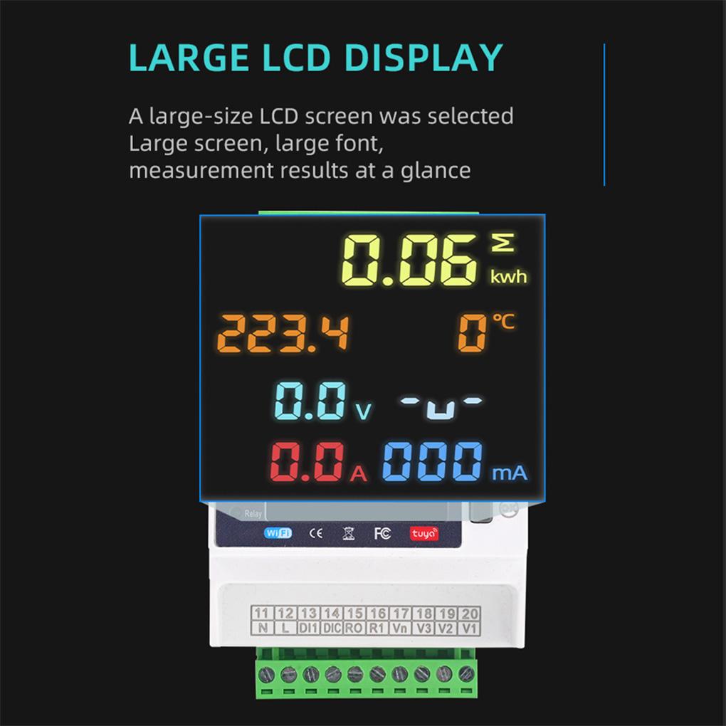 Three Phase Tuya WiFi Smart Bi-Directional Energy Meter Adapter Over Voltage