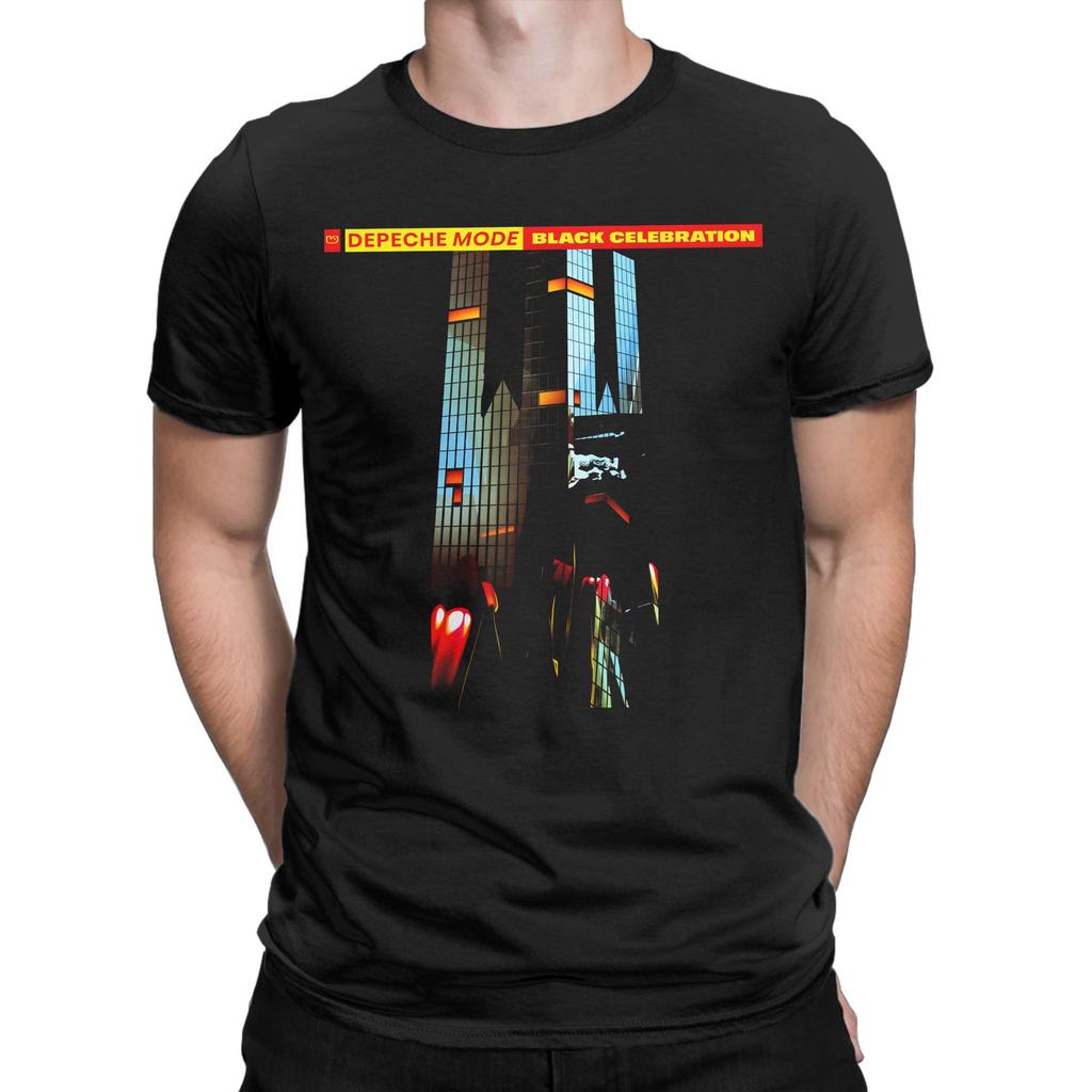 Awesome Depeche Mode Black Celebration TShirt for Men Crewneck Pure Cotton T Shirts Short Sleeve Tees Graphic Printed Clothes