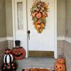 Fall Wreaths For Front Door Autumn Maples Leaf Pumpkin Berry Wreath Teardrop Garland Indoor Outdoor Decoration Navidad