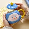 Cute Healing Ceramic Cup for Household Drinking Water Cartoon Creative Gift Children Mug Girl Couple with Lid Cup
